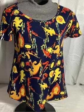 LuLaRoe Disney Pixar Incredibles Comic Blue Yellow & Orange Womans Medium